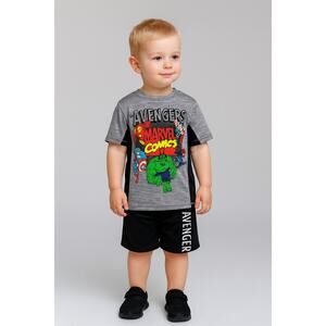 NWOT Marvel Avengers Boys' 2-Piece Shirt & Shorts Set, Size 2T Multicolor